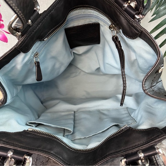 Coach Soho Pleated North South Tote F15045 And Trifold Wallet Set SV/Black - Picture 3 of 15